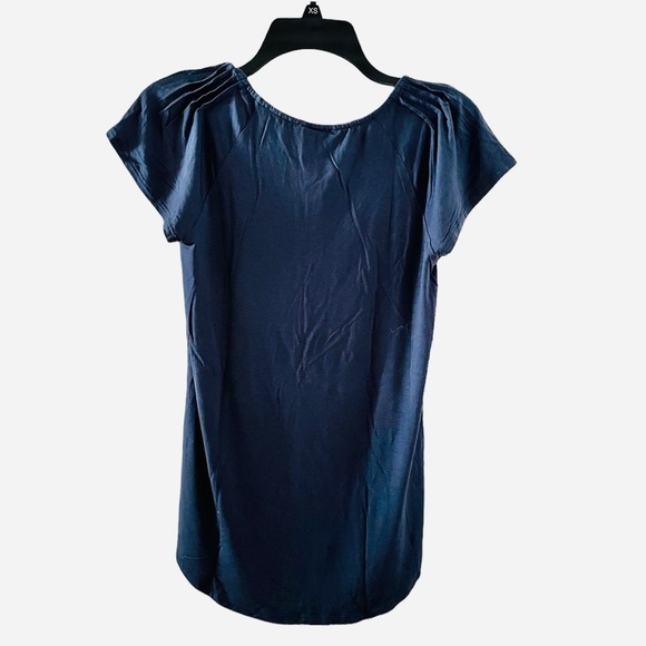 H by Bordeaux Ruffle Sleeved V-Neck Knit Navy Blue Top - Picture 3 of 3